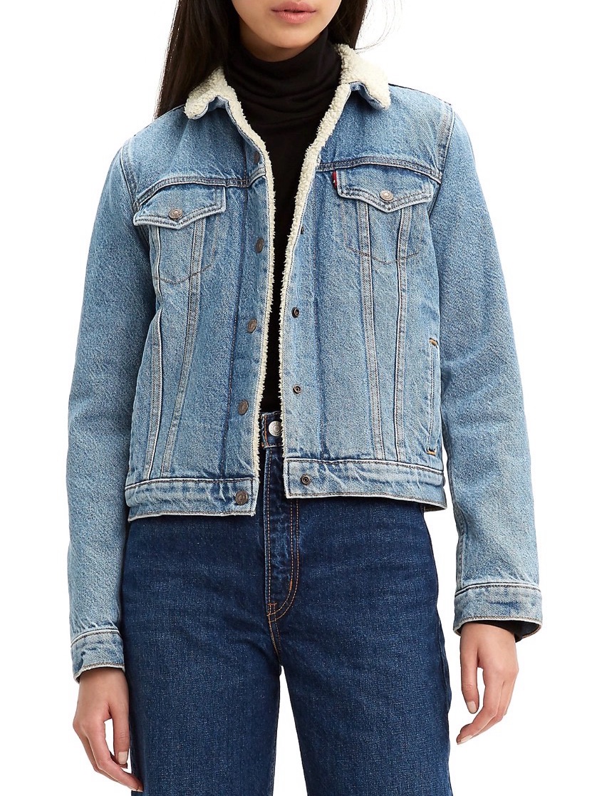 Levi’s Original Sherpa Trucker Jacket In Light Wash Size Xs